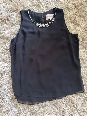 Philosophy Black Sleeveless Beaded Neck Camisole
